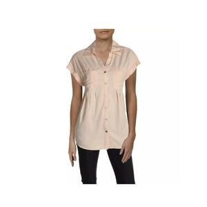 STYLE & COMPANY Womens Collared Short Sleeve Henley Wear To Work Button Up Top